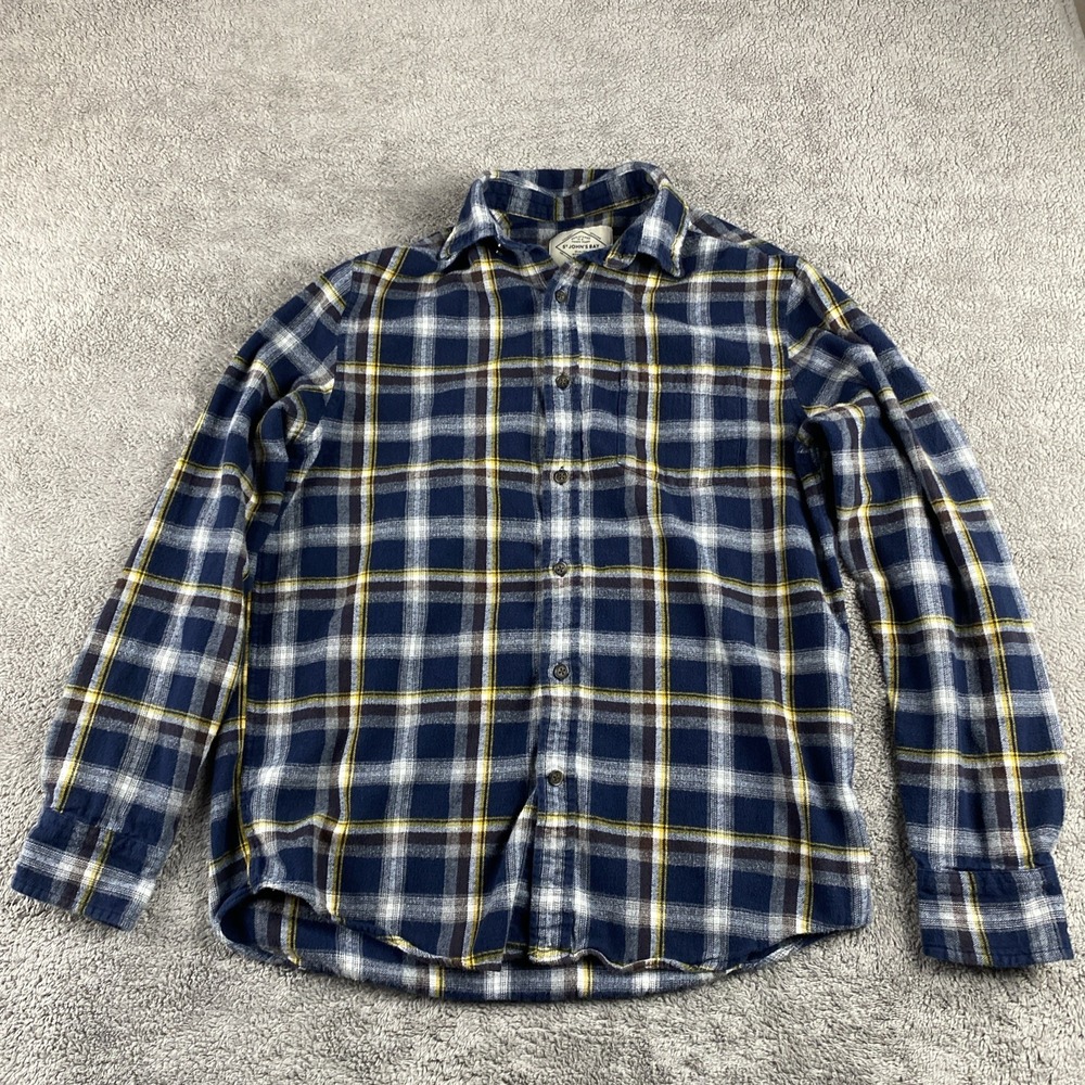 St John's Bay Long Sleeve Super Soft Shirt Mens *Small* Blue Yellow Plaid